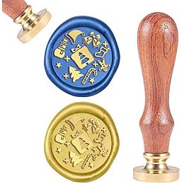 CRASPIRE Wax Seal Stamp Xmas Gift Vintage Wax Sealing Stamps Christmas Retro 25mm Removable Brass Head Wooden Handle for Envelopes Invitations Wine Packages Greeting Cards Wedding