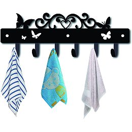 CREATCABIN Key Holder Decorative Coat Hooks Wall Mounted Metal Key Hooks Towel Racks with 6 Hooks Butterfly Design Iron Key Hanger for Wall, Bathroom, Kitchen, Entryway