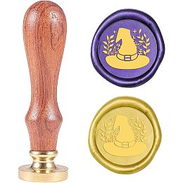 CRASPIRE Wax Seal Stamp Magic Hat Vintage Brass Head Wooden Handle Removable Sealing Wax Seal Stamp 25mm for Embellishment of Envelopes Wedding Invitations Wine Packages