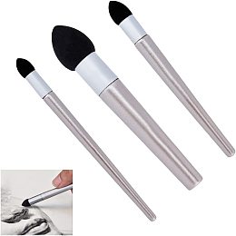 SUPERFINDINGS 3Pcs Sketch Rubbing Sponge Pen Washable Artist Blending Sponge Pen Aluminum Reusable Drawing Art Blenders Tools Rubbing Sponge Brush for Sketch Drawing