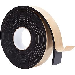 BENECREAT 16.5Feet/5M Foam Insulation Tape (41 * 6mm)1.6 * 0.24Inch Black Strong Self Adhesive EVA Foam Tape Weather Stripping with High Density Closed for Doors, Sound Proof