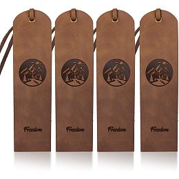 4pcs Mountain River Leather Bookmarks Landscape Cowhide Book Marks 2×7inch Freedom Text Tassel Nature Scene Embossed Design Great for Christma Gift Friends Book Lovers Readers Writers