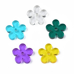 Honeyhandy Transparent Acrylic Beads, Flower, Mixed Color, 14x14x2.5~3mm, Hole: 2mm