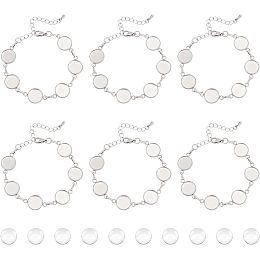 UNICRAFTALE 12 Sets 17cm Bracelets Making Kit 304 Stainless Steel Bracelets Bezel Cabochon Bracelet Metal Jewellery Connector Bracelet with Clear Glass Cabochons for Bracelet Making