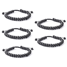 Honeyhandy Adjustable Natural Lava Rock Braided Bead Bracelets, with Nylon Cord, 2 inch~2-1/2 inch(5.2~6.6cm)