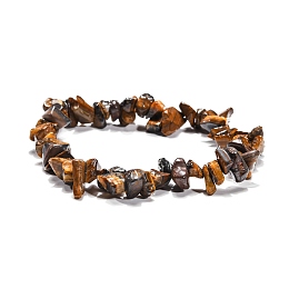 Honeyhandy Tiger Eye Chips Stretch Bracelets, Inner Diameter: 2-1/8~2-1/4 inch(5.3~5.6cm)