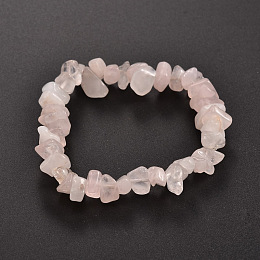 Honeyhandy Chips Natural Rose Quartz Beaded Stretch Bracelets, 1-3/4 inch(4.5cm)