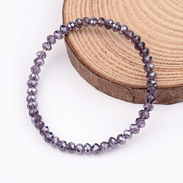 Honeyhandy Glass Beaded Stretch Bracelets, Purple, 46mm