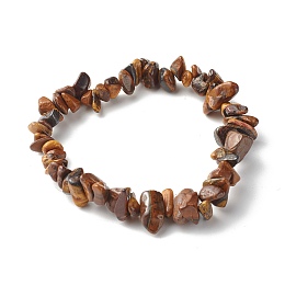 Honeyhandy Natural Tiger Eye Chip Beads Stretch Bracelets for Children, Inner Diameter: 1-7/8 inch(4.8~5.1cm)