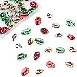 CHGCRAFT 48pcs 4Colors Electroplated Shell Beads Cowrie Shells Natural Seashells for Anklet Bracelet Craft Making Home Decoration Beach Party