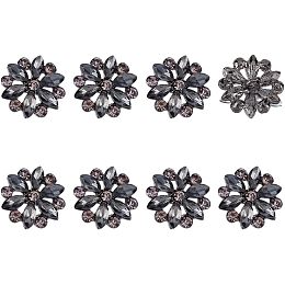 SUPERFINDINGS 8Pcs Rhinestone Flower Button Alloy Snowflake Coat Button Crystal Applique Embellishments in Clothes for Crafts Wedding Party Sew on Clothing Buttons，Hole:2.6mm