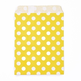 Honeyhandy Kraft Paper Bags, No Handles, Food Storage Bags, Polka Dot Pattern, Yellow, 18x13cm