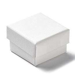 Honeyhandy Cardboard Jewelry Set Boxes, with Sponge Inside, Square, White, 5.1x5x3.1cm