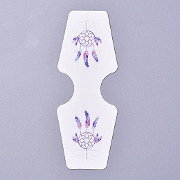 Honeyhandy Cardboard Fold Over Paper Display Hanging Cards, Used For Necklace, Earrings and Pendants Accessory Display, Colorful, 120x45x0.4mm, Hole: 2mm and 6.5x18mm