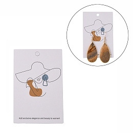 Honeyhandy Cardboard Jewelry Display Cards, for Hanging Earring Display, Rectangle, Women Pattern, Camel, 9x6x0.05cm, Hole: 2~5mm