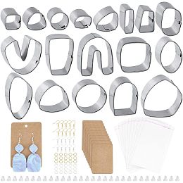 UNICRAFTALE Polymer Clay Cutters Set Stainless Steel Polymer Clay Tools with Earring Accessories Geometric Earrings Cutter DIY Earring Making Finding Kit for Clay Earrings Lovers