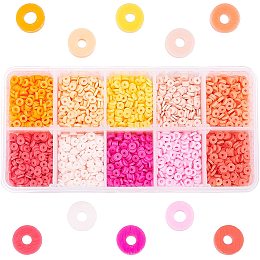 Pandahall Elite 3800pcs 4mm Clay Disc Beads, Orange Series Colors Round Polymer Clay Chip Beads Heishi Vinyl Disc Beads Clay Chip Spacer Beads for Summer Jewelry Craft Making