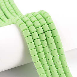 Honeyhandy Polymer Clay Bead Strands, Column, Pale Green, 5~7x6mm, Hole: 1.5~2mm, about 61~69pcs/strand, 15.74 inch