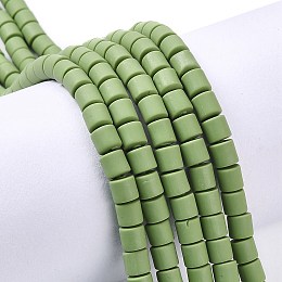 Honeyhandy Handmade Polymer Clay Bead Strands, Column, Olive Drab, 6.5x6mm, Hole: 1.2mm, about 61pcs/strand, 15.75 inch(40cm)