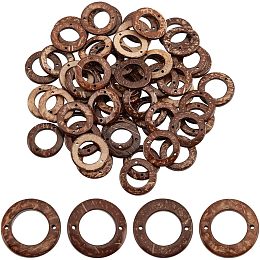 PandaHall Elite 80pcs Coconut Linking Ring with Holes 30mm(1.18inch) Unfinished Round Earrings Natural Wood Rings Texture Coconut Linking Ring for Earring Jewelry DIY Making Bracelet Necklace