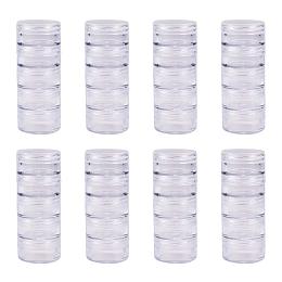 BENECREAT 5G/5ML Stackable Round Plastic Containers 8 Column(5 Layer/Column) Bead Storage Jars for Beads, Buttons, Crafts and Small Findings