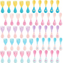 CREATCABIN 50pcs Resin Spoon Fork Charms, 10 Styles Colorful Imitation Spoon Fork Flatback Phone Case Fridge Decoration for Home Kitchen Decor DIY Hairpin Earring Jewellery Craft Photography