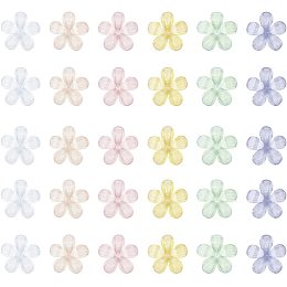 SUPERFINDINGS About 120Pcs 0.53x0.55x0.1Inch Resin Flower FlatBacks Cabochons 6 Colors Assorted Flower Flatback Resin Cabochons Flower Cabochons for Craft DIY Hairpin Earring Making