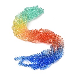 Transparent Painted Glass Beads Strands, Faceted, Rondelle, Colorful, 6x5mm, Hole: 1mm, about 80pcs/strand, 16.54''(42cm)