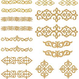 NBEADS 16 Pcs Gold Flower Embroidery Patch, Iron on Patches Sew on Patches Golden Floral Appliques for Wedding Dress Decoration Repair Clothing Backpacks Jeans Caps