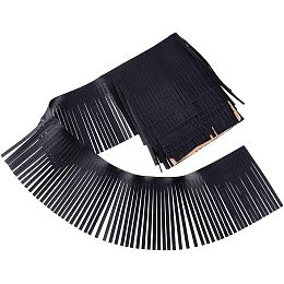 PandaHall Elite 2 Yards Leather Fringe Trim, 4 Inch PU Leather Tassels Black Tassel Trim DIY Dance Skirt Tassel Fringe Wrap Cover for Keychain Clothes Dress DIY Lamp Shade Bag Sewing Craft Embellishment