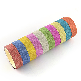 Honeyhandy Glitter Powder DIY Scrapbook Decorative Paper Tapes, Self Adhesive Tapes, Mixed Color, 14.5mm, about 3m/roll, 10rolls/group