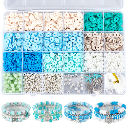 SUNNYCLUE DIY Ocean Theme Synthetic Howlite Stretch Bracelet Making Kit, Turquoise, 5~22.5x0.8~19x0.8~7mm, Hole: 1~2mm