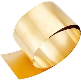 OLYCRAFT 1000x100x0.3mm Light Gold Brass Roll Weather Proof Brass Sheet Brass Foil Gold Brass Sheets Metal Brass Strip for DIY Cutting Crafts Home Decoration Roof Flashing