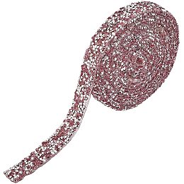 GORGECRAFT 3 Yards Crystal Rhinestone Ribbon Bling Ribbon Wrap Sparkling Rhinestone Ribbon Resin Hotfix Belt (Pink, 0.59inch)