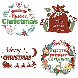 GORGECRAFT Large Christmas Decorations Window Clings Decal Reusable Static Anti Collision Glass Stickers Non Adhesive Film Home Decorations for Sliding Doors Windows Glass, 4PCS