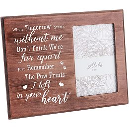 FINGERINSPIRE 25X20cm/10x8inches Picture Frame Pet Memorial Picture Frame with Paw Prints Saddle Brown Wood Photo Frame Rectangle Frame with Just Remember The Paw Prints I Left in Your Heart Words