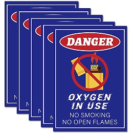 CREATCABIN 5pcs Danger Oxygen in Use No Smoking 7" x 10" No Open Flames Vinyl Warning Stickers Self Adhesive Decal Sign for Warehouse & Business Gas Stations