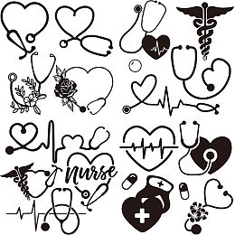 GORGECRAFT 4 Styles Nurse Decal Stethoscope Car Sticker Heartbeat Nurse Infinity Flower Waterproof Self-Adhesive Reflective Car Stickers Trunk Logo Decal Sticker for Truck Motorcycle Doors Laptop