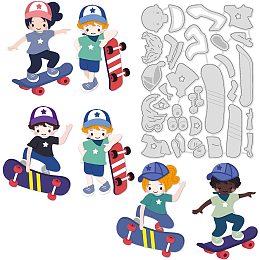 BENECREAT 5.6x4.1inch Skateboard Pattern Metal Cutting Dies, Sport Themed Boy Skiting Embossing Stencil Template for DIY Crafts Scrapbook Photo Album Decor Card Making(0.8mm Thick)