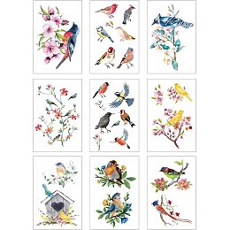 CREATCABIN 9 Sheets Spring Summer Window Clings Bird Tree Branch Flower Window Stickers Decals Waterproof for Glass window Doors Stairway Wall Fridge Mirror Garden Home Decorations 12x7.6Inch