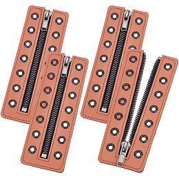 PandaHall Elite 2 Pairs Leather Lace-in Boot Zipper Inserts, 6.1 x 2 Inch Eyelets Zipper Boot Laces 7 Holes No Tie Shoe Laces for Adults Men Women Tieless Shoe Sneakers Laces Repair DIY,