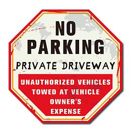 CREATCABIN Metal Tin Signs No Parking Private Driveway Warning Signs Unauthorized Vehicles Towed at Vehicle Owner's Expense Sign Weatherproof Pre-drilled Holes Indoor Outdoor Use 12 x 12 Inch