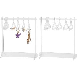 SUPERFINDINGS Acrylic Earring Displays Stands Transparent Dangle Earring Organizer Holder with 8 Coat Hangers Ear Stud Holder for Jewelry Display Supplies Hanging Earring Show