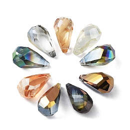 Honeyhandy Electroplate Teardrop Glass Beads, Faceted, Mixed Color, 21.5x12mm, Hole: 1.5mm