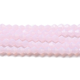 Imitation Jade Glass Beads Strands, Faceted, Bicone, Pink, 2.9~3.3x2.5mm, Hole: 0.7mm, about 145~150pcs/strand, 16.34~16.54 inch(41.5~42cm)