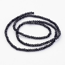 Electroplate Glass Bead Strands, Faceted, Rondelle, Black, 3x2mm, Hole: 1mm; about 196pcs/strand, 16"