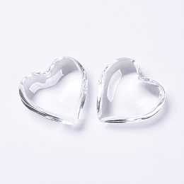 Honeyhandy Glass Pendants, Heart, Clear, 40~41x42~43x15mm, Hole: 2mm