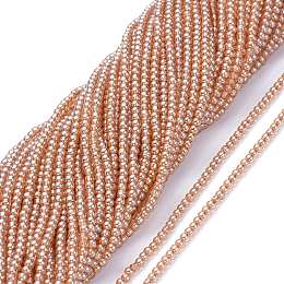 Honeyhandy Electroplate Glass Beads Strands, Pearl Luster Plated, Round, Sandy Brown, 2.5mm, Hole: 0.7mm, about 177pcs/Strand, 14.09 inch(35.8cm)