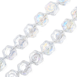 Electroplate Glass Beads Strands, AB Color, Flower, Cornflower Blue, 16x14.5x7.5mm, Hole: 1mm, about 40Pcs/strand, 24.80 inch(63cm)