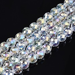 Arricraft Transparent Glass Beads Strands, Faceted, AB Color Plated, Teardrop, Clear AB, 8x8mm, Hole: 1.5mm, about 69~71pcs/strand, 20.67 inch~21.85 inch(52.5cm~55.5cm)